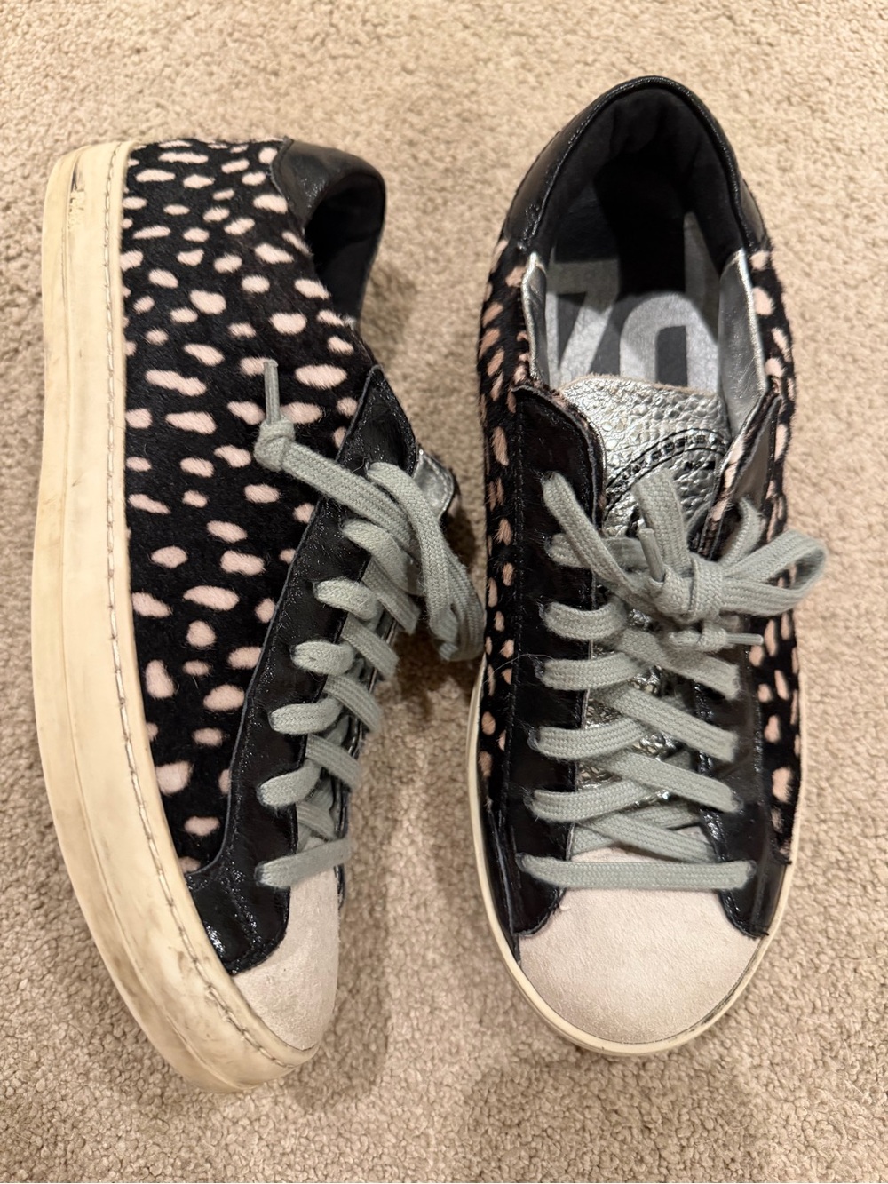 P448 size 37 Women’s Black & Pink Spotted Low-Top Fashion Sneakers